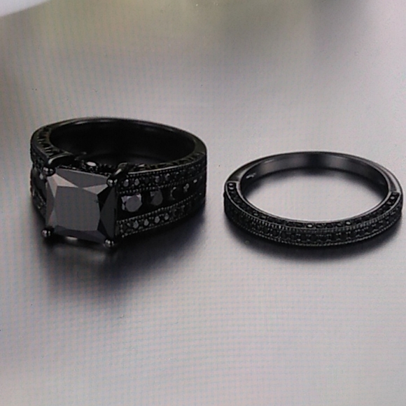 NEW 💎18K BLACK SAPPHIRE STERLING SILVER RING - Picture 5 of 7